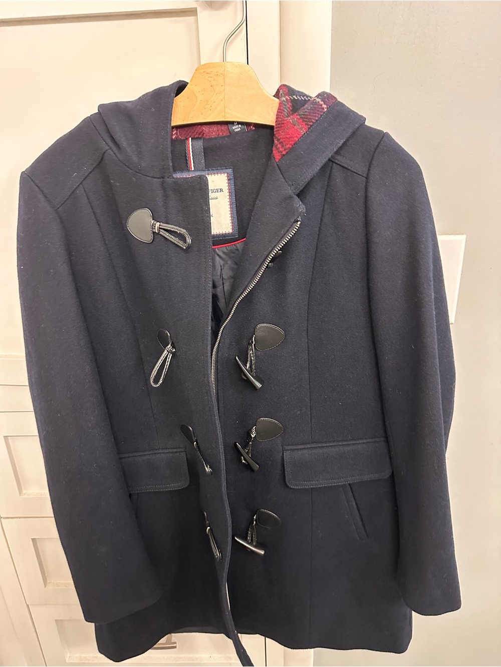 Vintage Y2K Tommy Hilfiger Navy Wool Toggle Duffle Coat  Medium